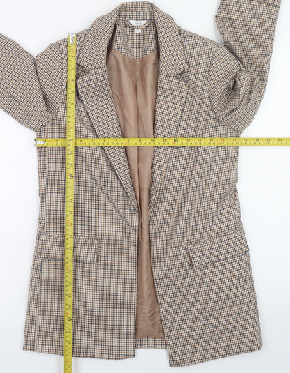 M&Co Women Beige Check Blazer UK 8 Classic Longline Jacket