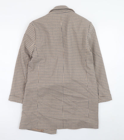 M&Co Women Beige Check Blazer UK 8 Classic Longline Jacket