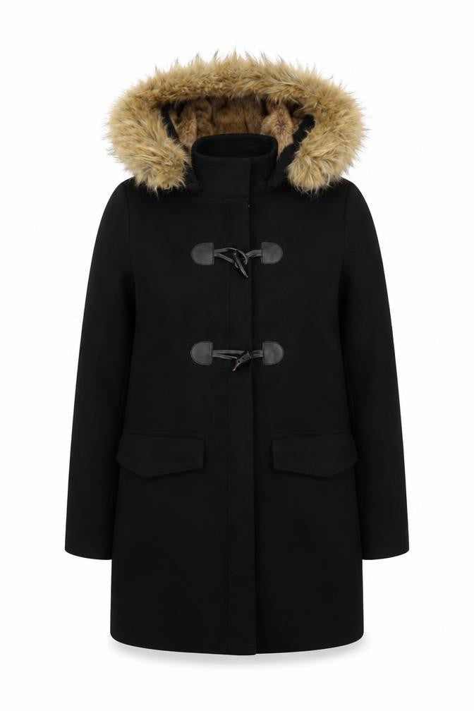 Womens UK Size 8 Zara Black Duffle Coat