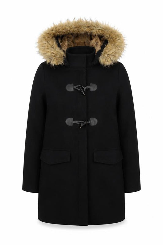 Womens UK Size 8 Zara Black Duffle Coat