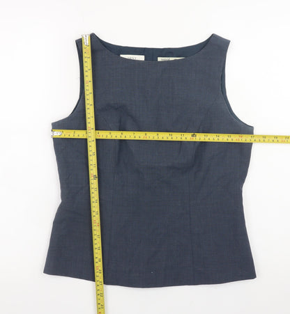 Next Women Blue Wool Blend Sleeveless Blouse UK 12 Workwear
