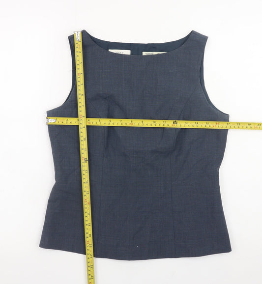 Next Women Blue Wool Blend Sleeveless Blouse UK 12 Workwear