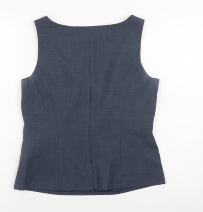 Next Women Blue Wool Blend Sleeveless Blouse UK 12 Workwear