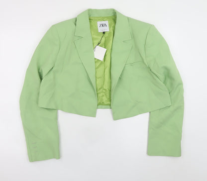 ZARA Women's Green Cropped Blazer Jacket Size L Smart Casual