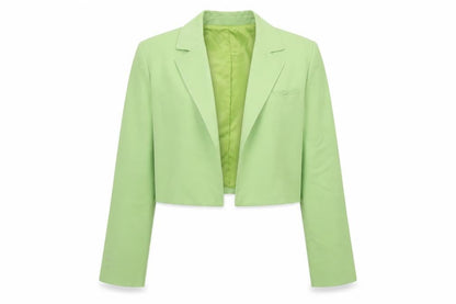 ZARA Women's Green Cropped Blazer Jacket Size L Smart Casual