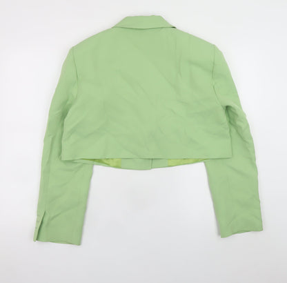 ZARA Women's Green Cropped Blazer Jacket Size L Smart Casual