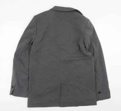 H&M Women's Grey Blazer Jacket Size S Regular Fit Workwear