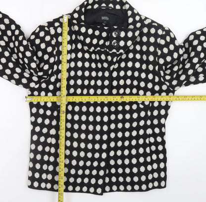 Marks and Spencer Women Black Polka Dot Wool Blend Blazer Size 12