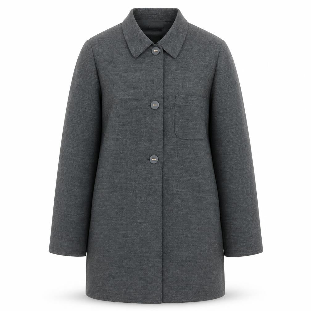Viyella Petite Women's Grey Button Front Polyester Overcoat UK 14