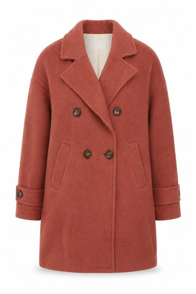 Tintoretto Women’s Brown Wool Mid-Length Pea Coat Size 16