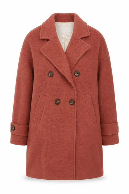 Tintoretto Women’s Brown Wool Mid-Length Pea Coat Size 16