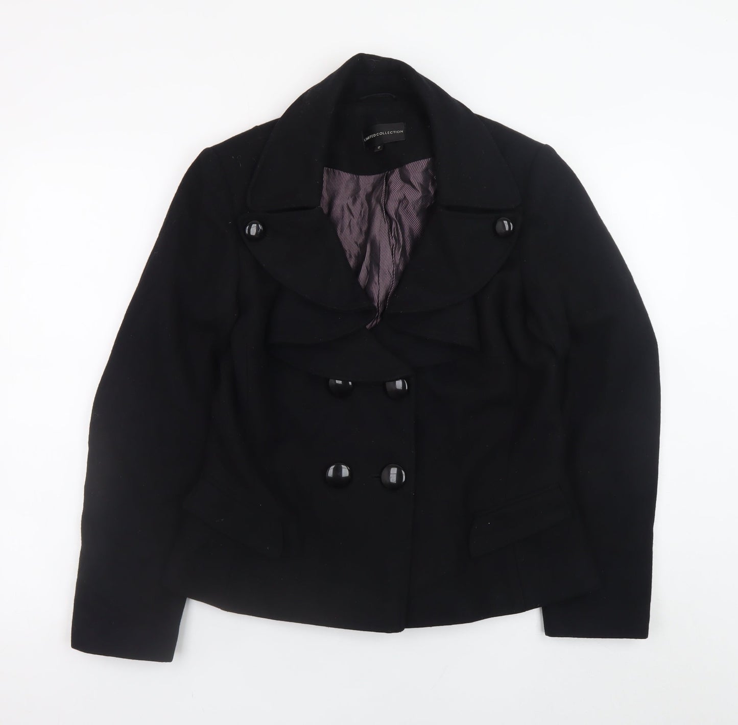 Womens UK Size 12 Marks and Spencer Black Pea Coat