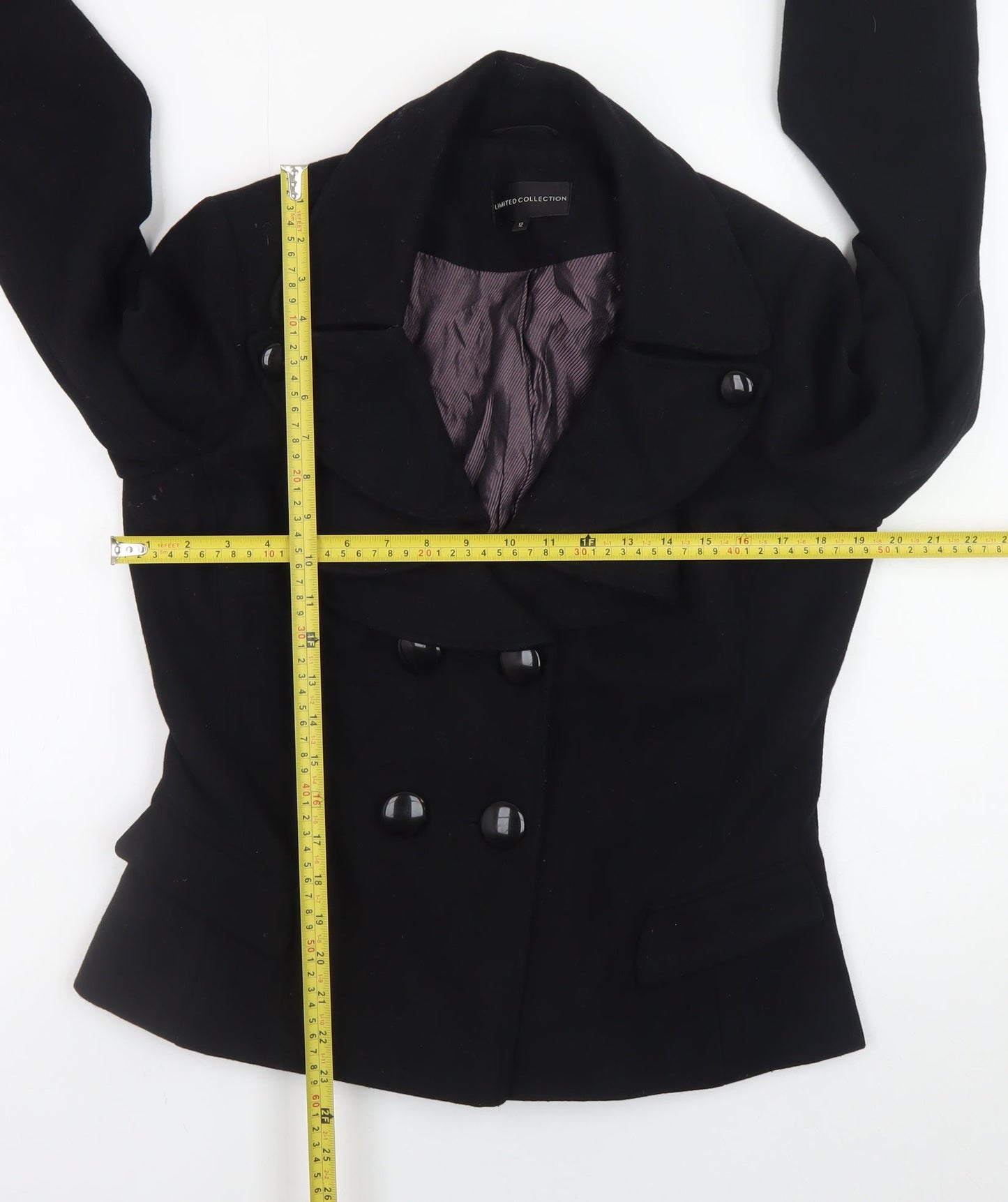 Womens UK Size 12 Marks and Spencer Black Pea Coat