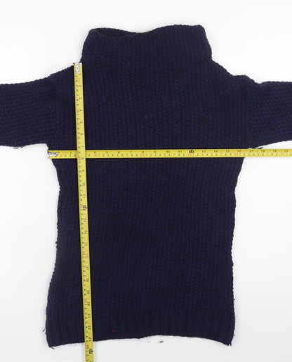 Next Women’s Navy Wool Blend Roll Neck Jumper XS Classic Winter Knit