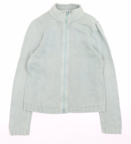 Kew Women Blue Full Zip Jumper XL 100% Cotton Knit