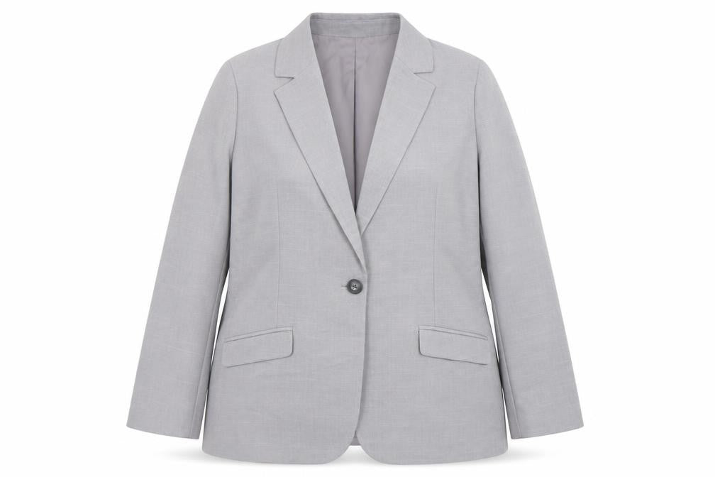 Primark Women's Grey Blazer Size 12 Regular Fit Single-Breasted Jacket
