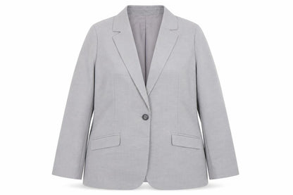 Primark Women's Grey Blazer Size 12 Regular Fit Single-Breasted Jacket