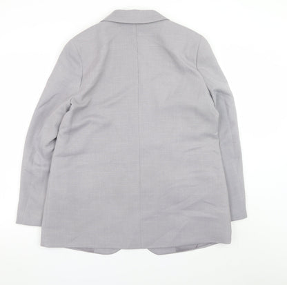 Primark Women's Grey Blazer Size 12 Regular Fit Single-Breasted Jacket