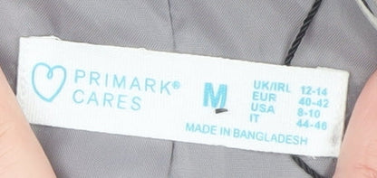 Primark Women's Grey Blazer Size 12 Regular Fit Single-Breasted Jacket