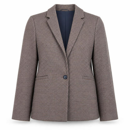 Hobbs Women’s Brown Check Blazer UK 8 Classic Lined Mid-Length Jacket
