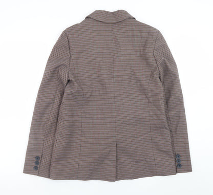Hobbs Women’s Brown Check Blazer UK 8 Classic Lined Mid-Length Jacket