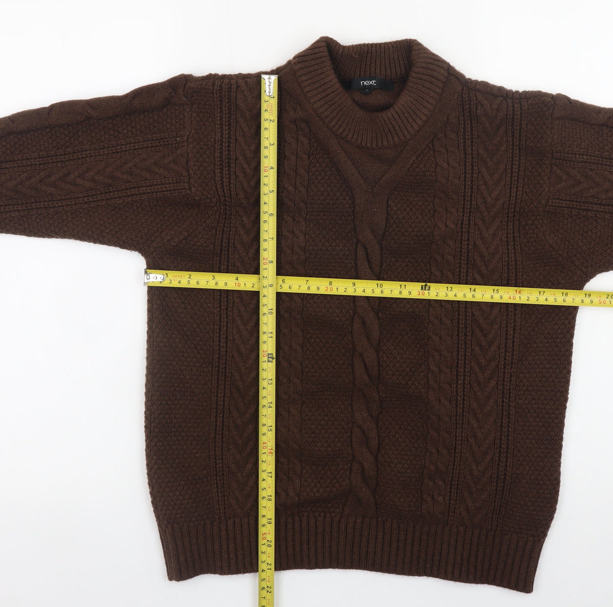 Next Women's Brown Cable-Knit Crew Neck Jumper Size 12