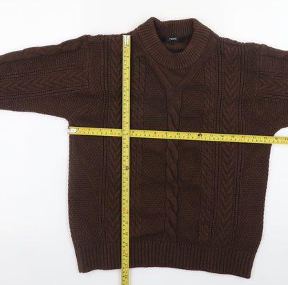 Next Women's Brown Cable-Knit Crew Neck Jumper Size 12