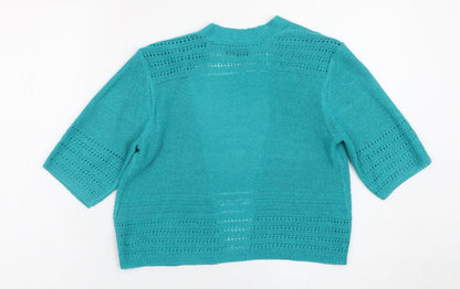 Marks and Spencer Women’s Blue Open Knit 3/4 Sleeve Cardigan UK 8