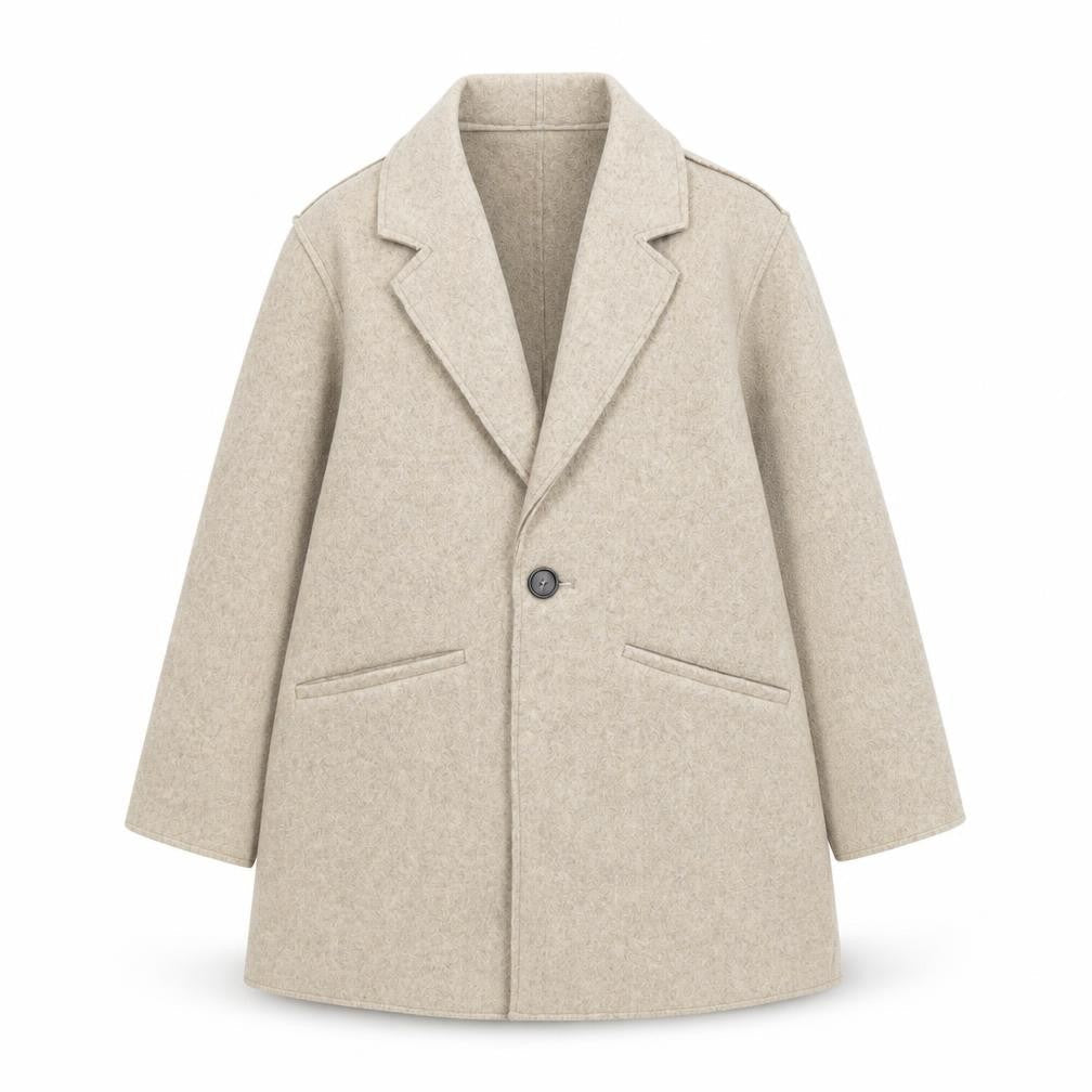 Mango Girls Beige Mid-Length Wool-Look Coat 8-9 Years Single-Breasted