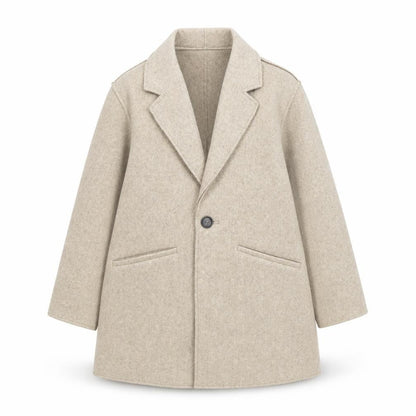 Mango Girls Beige Mid-Length Wool-Look Coat 8-9 Years Single-Breasted