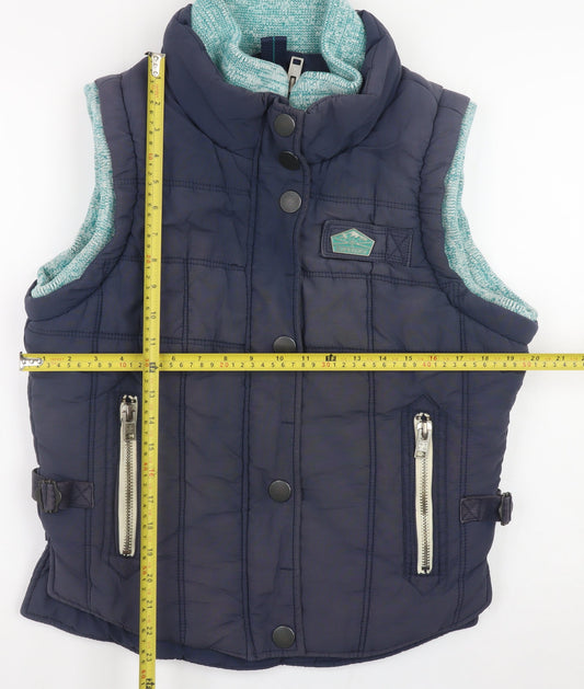 Superdry Men's Blue Alpine Sport Puffer Waistcoat Lined Cotton Blend L