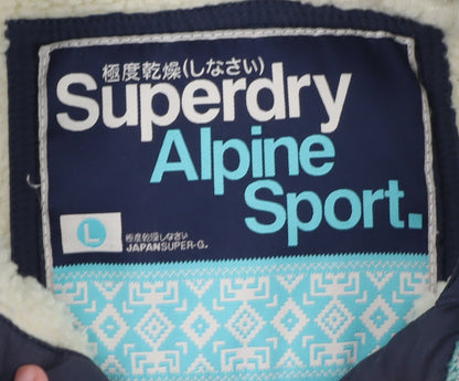 Superdry Men's Blue Alpine Sport Puffer Waistcoat Lined Cotton Blend L
