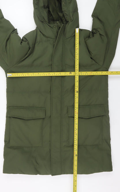 Uniqlo Boys Green 11-12 Years Hooded Puffer Jacket Winter Coat