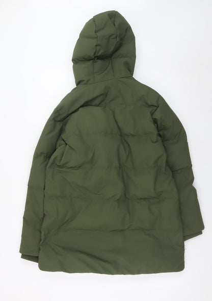 Uniqlo Boys Green 11-12 Years Hooded Puffer Jacket Winter Coat
