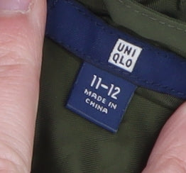 Uniqlo Boys Green 11-12 Years Hooded Puffer Jacket Winter Coat