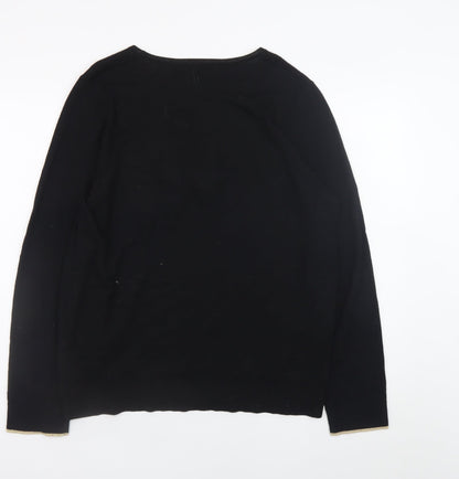 Oliver Bonas Womens Black L Crew Neck Pullover Jumper with Gold H