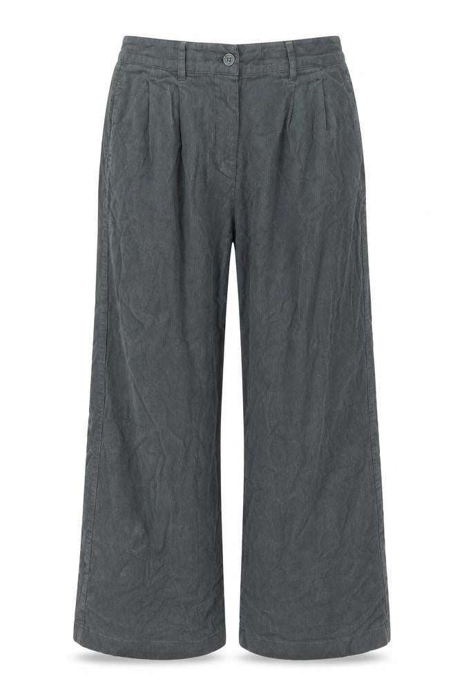 Front view of White Stuff Grey Wide-Leg Corduroy Trousers L unisex
