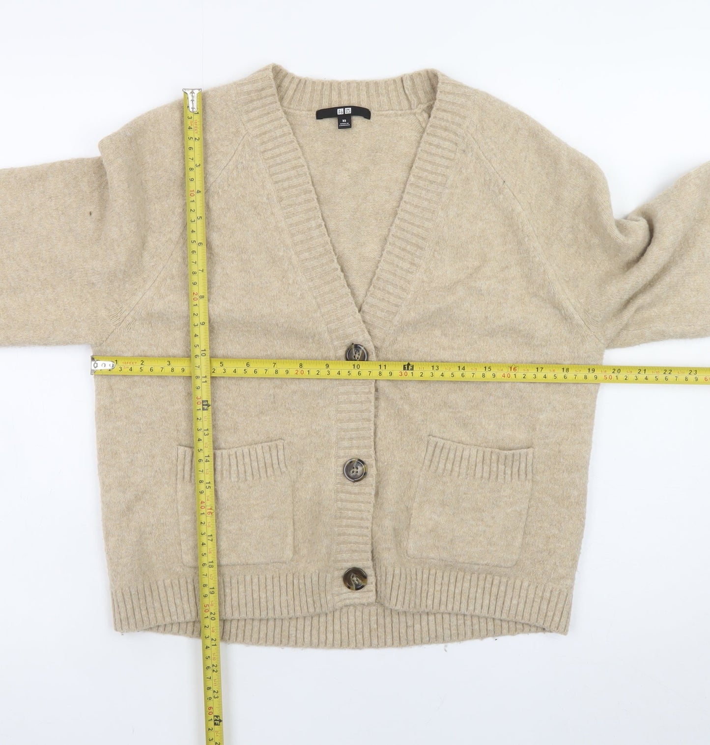 Womens UK Size XS Uniqlo Beige Cardigan Jumper