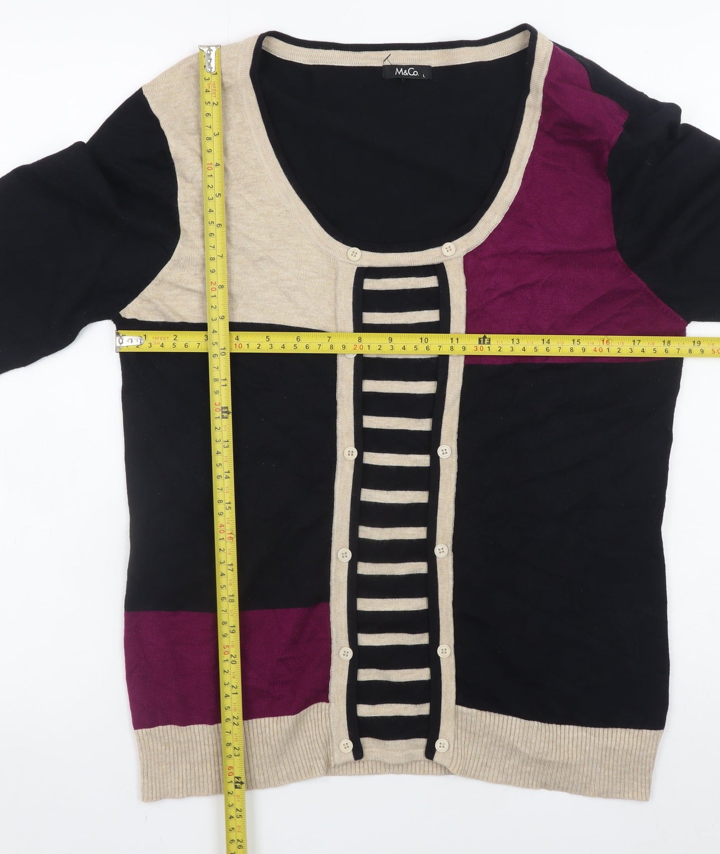 Womens UK Size L M&Co Black Cardigan Jumper