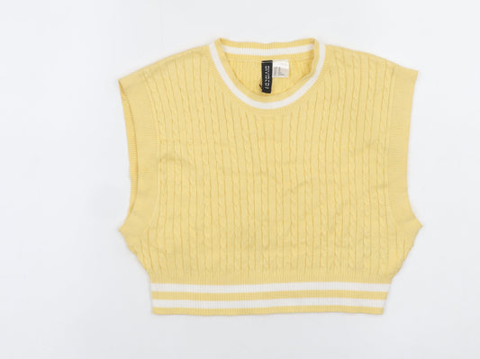 Womens UK Size XS H&M Yellow Vest Jumper