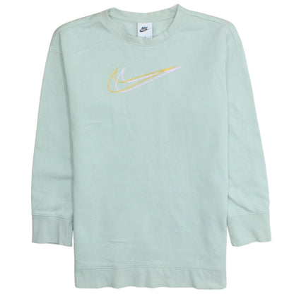 Nike Girls Green Logo Sweatshirt Size 146 Regular Fit Crew Neck