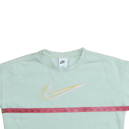 Nike Girls Green Logo Sweatshirt Size 146 Regular Fit Crew Neck