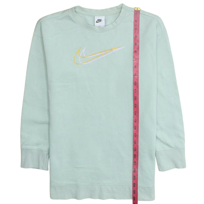 Nike Girls Green Logo Sweatshirt Size 146 Regular Fit Crew Neck