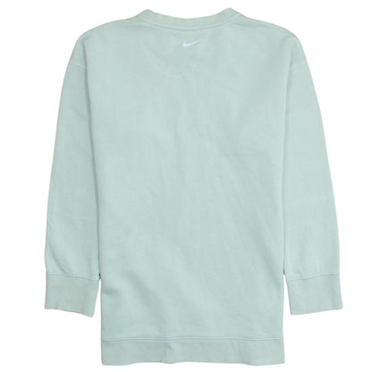 Nike Girls Green Logo Sweatshirt Size 146 Regular Fit Crew Neck