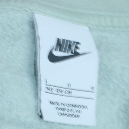 Nike Girls Green Logo Sweatshirt Size 146 Regular Fit Crew Neck