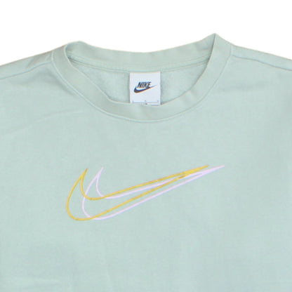 Nike Girls Green Logo Sweatshirt Size 146 Regular Fit Crew Neck