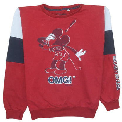 Disney Boys Red Mickey Mouse OMG Sweatshirt 16 Years Crew Neck Cotton
