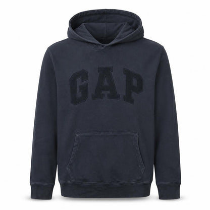 Gap Men's Black Pullover Hoodie Medium Fleece Logo Sweatshirt