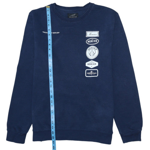 Mens UK Size L Mercier Blue Pullover Sweatshirt
