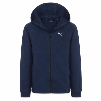 Front view of Puma boys’ navy blue full zip hoodie 13-14 years fleece sweatshirt